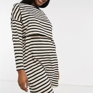 A Pea in the Pod Nursing Dresses
 striped gray with black stripes  sz Large